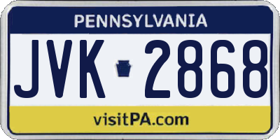 PA license plate JVK2868