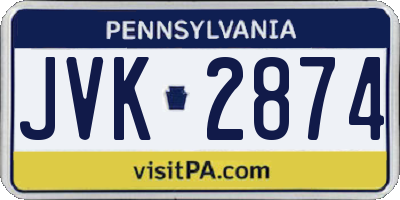 PA license plate JVK2874