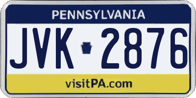 PA license plate JVK2876