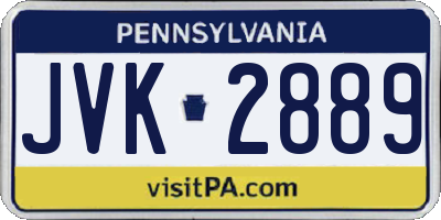 PA license plate JVK2889