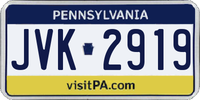PA license plate JVK2919