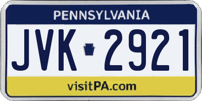 PA license plate JVK2921