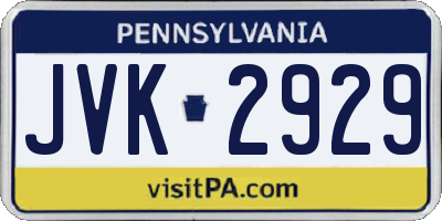 PA license plate JVK2929