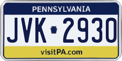 PA license plate JVK2930