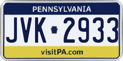 PA license plate JVK2933