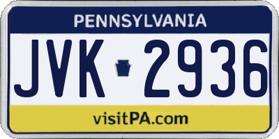 PA license plate JVK2936