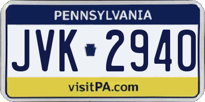 PA license plate JVK2940