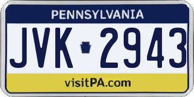 PA license plate JVK2943