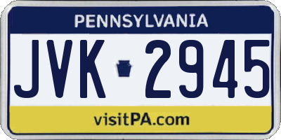 PA license plate JVK2945