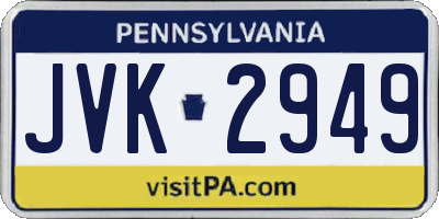 PA license plate JVK2949