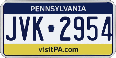 PA license plate JVK2954