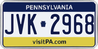 PA license plate JVK2968