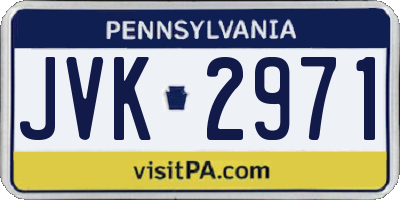 PA license plate JVK2971