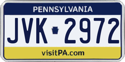 PA license plate JVK2972