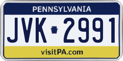 PA license plate JVK2991