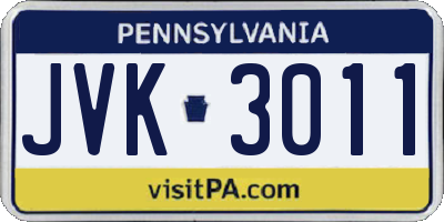 PA license plate JVK3011