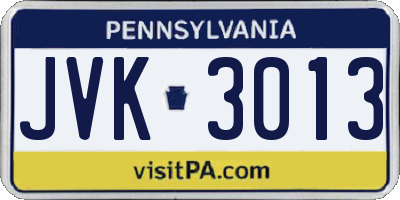 PA license plate JVK3013