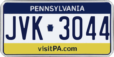 PA license plate JVK3044