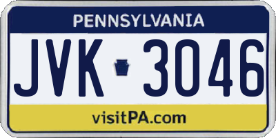 PA license plate JVK3046