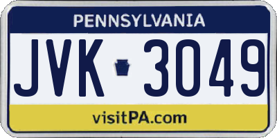 PA license plate JVK3049