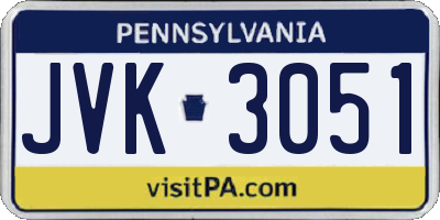 PA license plate JVK3051