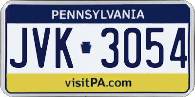 PA license plate JVK3054