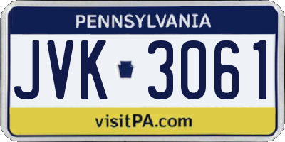 PA license plate JVK3061