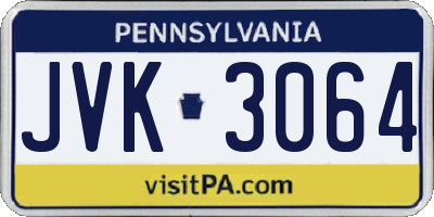 PA license plate JVK3064