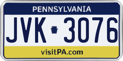 PA license plate JVK3076