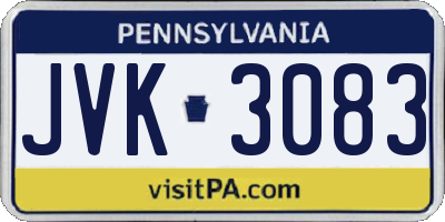 PA license plate JVK3083