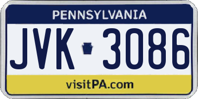 PA license plate JVK3086