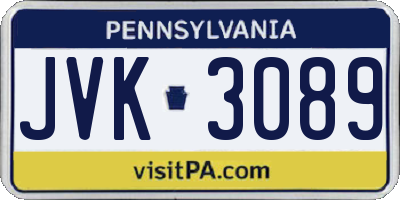 PA license plate JVK3089