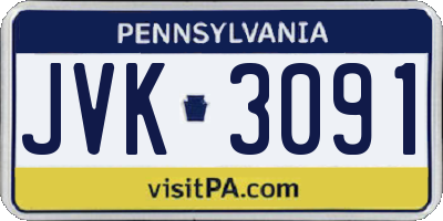 PA license plate JVK3091