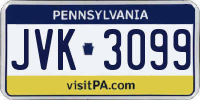PA license plate JVK3099