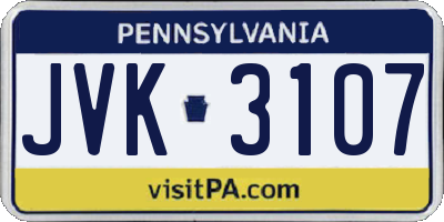 PA license plate JVK3107