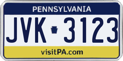 PA license plate JVK3123