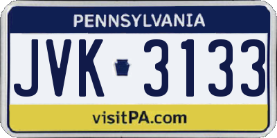 PA license plate JVK3133