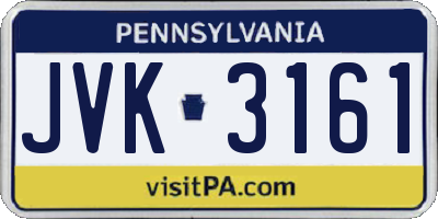 PA license plate JVK3161