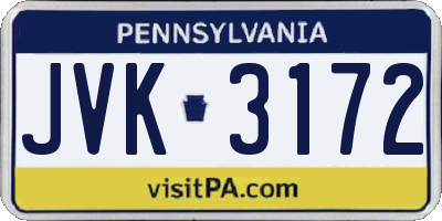 PA license plate JVK3172