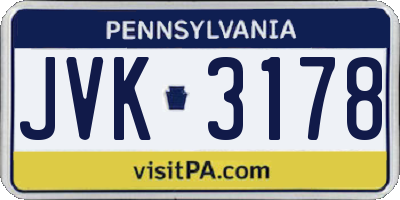 PA license plate JVK3178