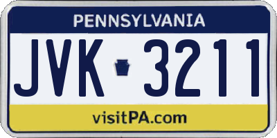 PA license plate JVK3211