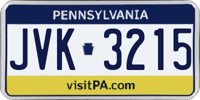 PA license plate JVK3215
