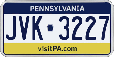 PA license plate JVK3227