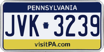 PA license plate JVK3239