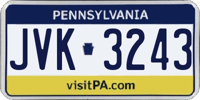 PA license plate JVK3243