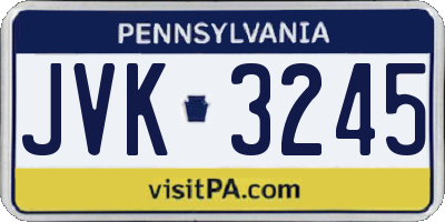 PA license plate JVK3245