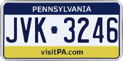 PA license plate JVK3246