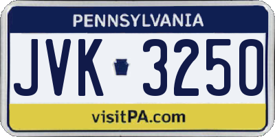 PA license plate JVK3250