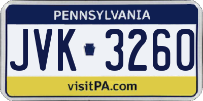 PA license plate JVK3260