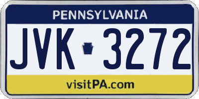 PA license plate JVK3272